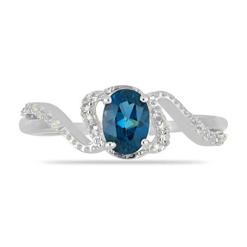 BUY STERLING SILVER REAL LONDON BLUE TOPAZ GEMSTONE CLASSIC RING